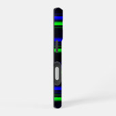 Zwarte Blauwe Groene Stripes iPhone 16 Hoesje (Rechterkant)