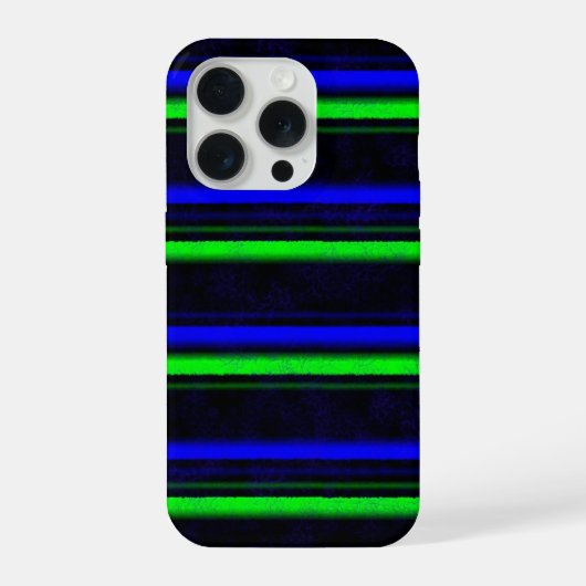 Zwarte Blauwe Groene Stripes iPhone Hoesje (Achterkant)