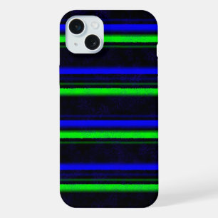 Zwarte Blauwe Groene Stripes iPhone 15 Plus Case