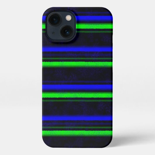 Zwarte Blauwe Groene Stripes iPhone Hoesje (Achterkant)
