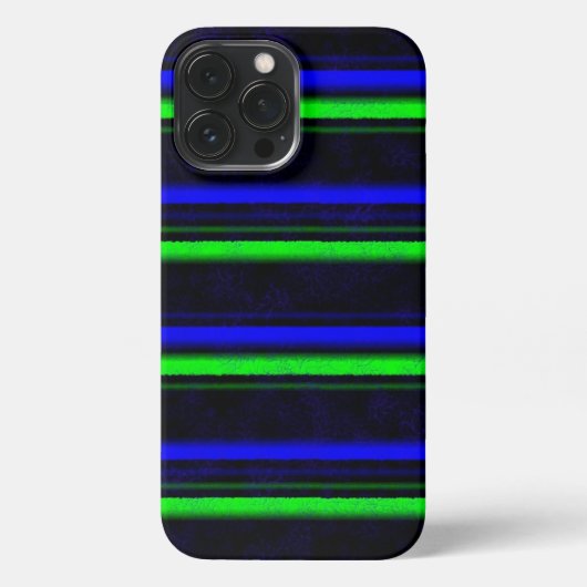 Zwarte Blauwe Groene Stripes iPhone Hoesje (Achterkant)
