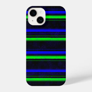 Zwarte Blauwe Groene Stripes iPhone 14 Hoesje