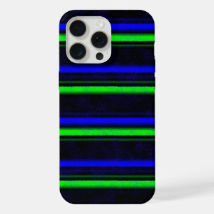 Zwarte Blauwe Groene Stripes iPhone 15 Pro Max Case