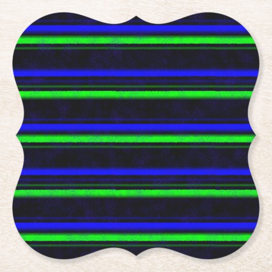 Zwarte Blauwe Groene Stripes Kartonnen Onderzetters (Voorkant)