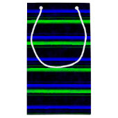Zwarte Blauwe Groene Stripes Klein Cadeauzakje (Achterkant)