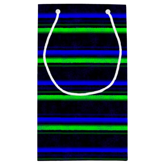 Zwarte Blauwe Groene Stripes Klein Cadeauzakje (Achterkant)