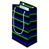 Zwarte Blauwe Groene Stripes Klein Cadeauzakje (Voorkant Gekanteld)