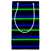 Zwarte Blauwe Groene Stripes Klein Cadeauzakje (Voorkant)