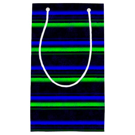 Zwarte Blauwe Groene Stripes Klein Cadeauzakje (Voorkant)