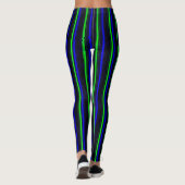 Zwarte Blauwe Groene Stripes Leggings (Achterkant)