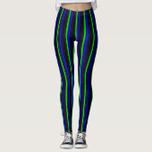 Zwarte Blauwe Groene Stripes Leggings (Voorkant)