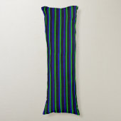 Zwarte Blauwe Groene Stripes Lichaamskussen (Voorkant Verticaal)