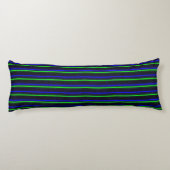 Zwarte Blauwe Groene Stripes Lichaamskussen (Achterkant)
