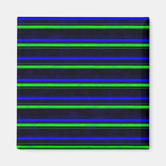 Zwarte Blauwe Groene Stripes Magneet (Voorkant)