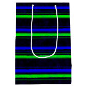 Zwarte Blauwe Groene Stripes Medium Cadeauzakje (Achterkant)