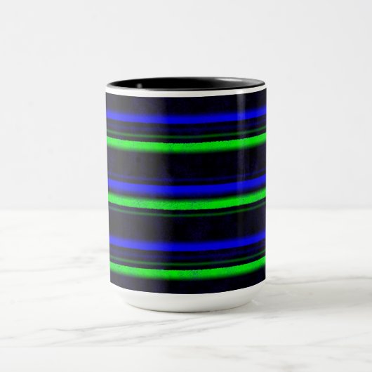Zwarte Blauwe Groene Stripes Mok (Midden)