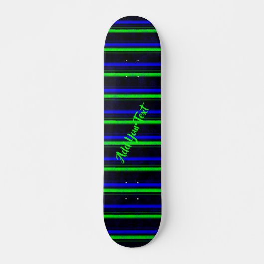 Zwarte Blauwe Groene Stripes Persoonlijk Skateboard (Voorkant)