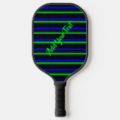 Zwarte Blauwe Groene Stripes Pickleball Paddle (Voorkant)
