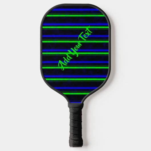 Zwarte Blauwe Groene Stripes Pickleball Paddle (Voorkant)