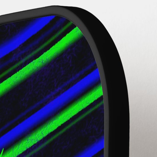 Zwarte Blauwe Groene Stripes Pickleball Paddle (Links Detail)