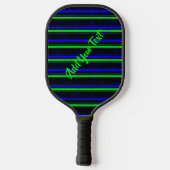 Zwarte Blauwe Groene Stripes Pickleball Paddle (Achterkant)
