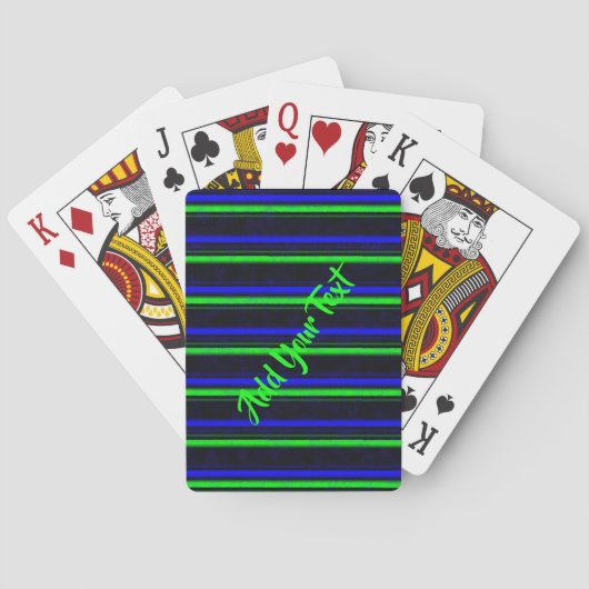 Zwarte Blauwe Groene Stripes Pokerkaarten (Achterkant)