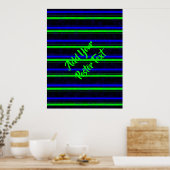 Zwarte Blauwe Groene Stripes Poster (Keuken)