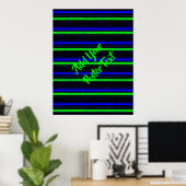 Zwarte Blauwe Groene Stripes Poster (Thuiskantoor)