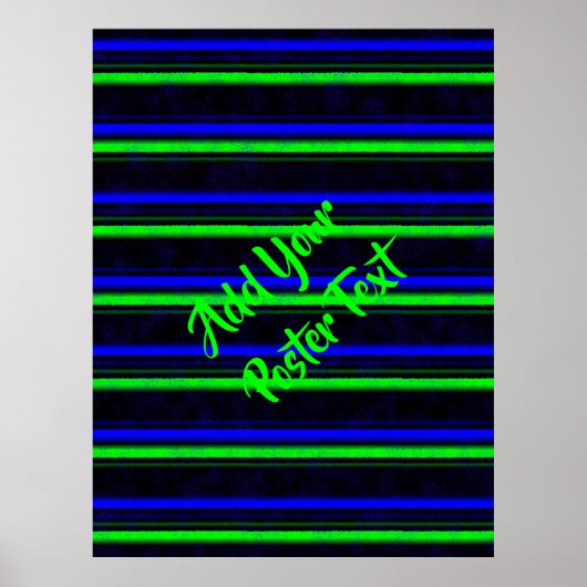Zwarte Blauwe Groene Stripes Poster (Voorkant)