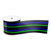 Zwarte Blauwe Groene Stripes Satijnen Lint (Spoel)