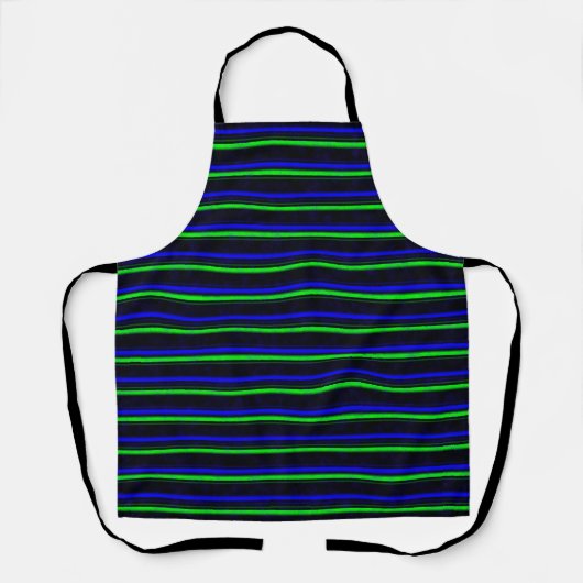 Zwarte Blauwe Groene Stripes Schort (Voorkant)