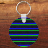 Zwarte Blauwe Groene Stripes Sleutelhanger (Voorkant)