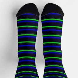 Zwarte Blauwe Groene Stripes Sokken