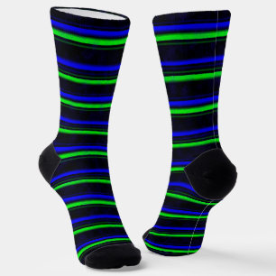 Zwarte Blauwe Groene Stripes Sokken
