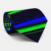 Zwarte Blauwe Groene Stripes Stropdas (Opgerold)