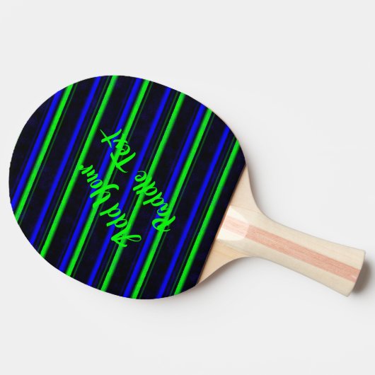 Zwarte Blauwe Groene Stripes Tafeltennisbatje (Zijkant)