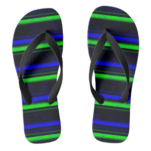 Zwarte Blauwe Groene Stripes Teenslippers