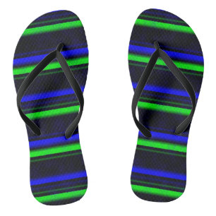 Zwarte Blauwe Groene Stripes Teenslippers