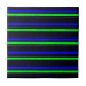 Zwarte Blauwe Groene Stripes Tegeltje (Voorkant)