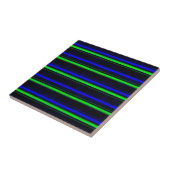 Zwarte Blauwe Groene Stripes Tegeltje (Zijkant)