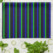 Zwarte Blauwe Groene Stripes Theedoek (Gevouwen)