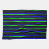 Zwarte Blauwe Groene Stripes Theedoek (Horizontaal)