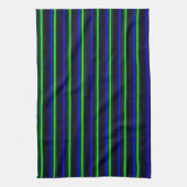 Zwarte Blauwe Groene Stripes Theedoek (Verticaal)