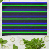 Zwarte Blauwe Groene Stripes Theedoek (Gevouwen)