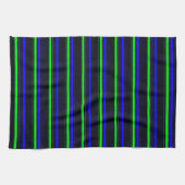 Zwarte Blauwe Groene Stripes Theedoek (Horizontaal)