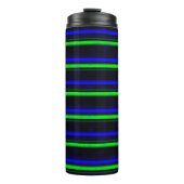 Zwarte Blauwe Groene Stripes Thermosbeker (Voorkant)
