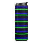 Zwarte Blauwe Groene Stripes Thermosbeker (Gedraaid links)