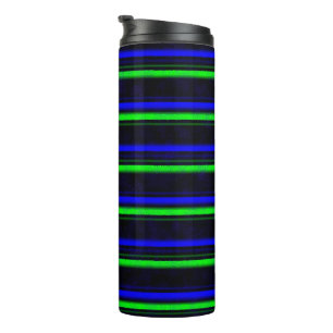 Zwarte Blauwe Groene Stripes Thermosbeker