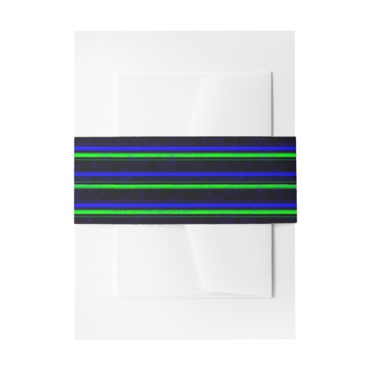 Zwarte Blauwe Groene Stripes Uitnodigingen Wikkel (Voorkant Voorbeeld)