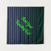 Zwarte Blauwe Groene Stripes Wandkleed (Voorkant (horizontaal))